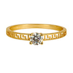 Anillo Solitario con Grecas Oro 10K