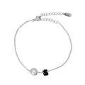 Pulsera Osos 1:1 Onix y Madre Perla Plata .925 con Baño de Rodio