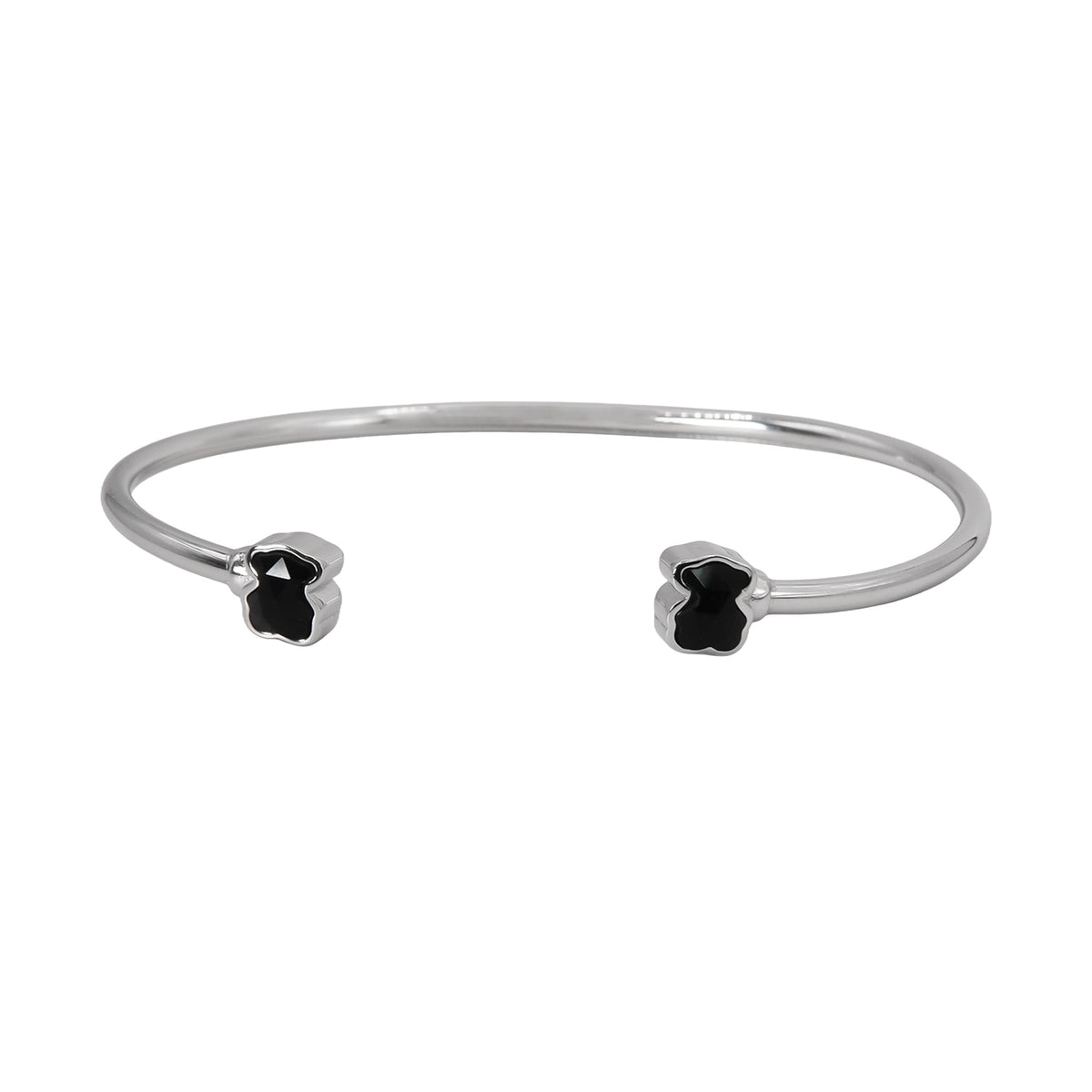 Brazalete Oso 1:1 Onix Facetado Plata .925 con Baño de Rodio
