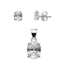 Juego Circonia Ovalada Plata .925