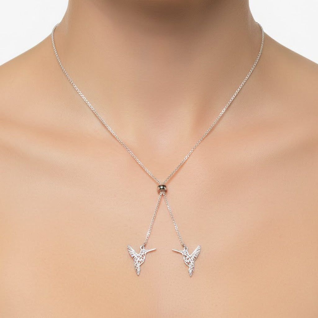 Collar Corbatero Colibri Calado con Cadena Cubana Plata .925