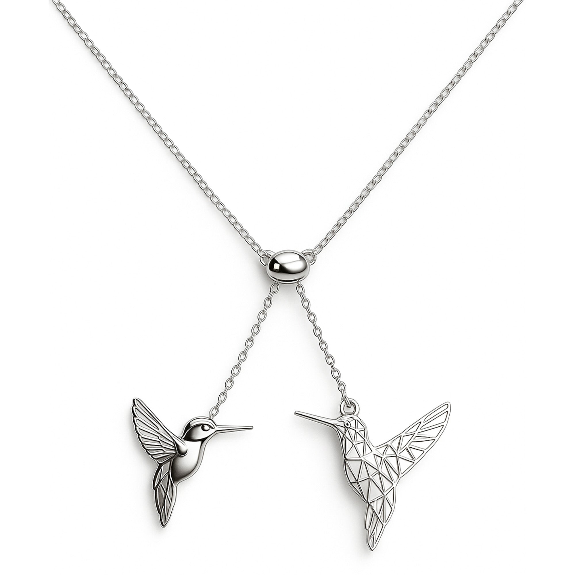 COLLAR COLIBRI CALADO PLATA .925