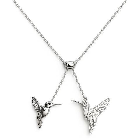 COLLAR COLIBRI CALADO PLATA .925