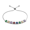Pulsera Ajustable Multi Circonias y Micro Circonias Plata .925 con Baño de Rodio