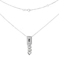 Collar Corbatero Inspirado Mónaco 45 cm con Dije Vertical Circonias, Cadena Box Plata .925 con Baño de Rodio