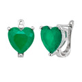 Arracadas Huggies Turmalina Corazón, Medida 1.3 cm Plata .925 con Baño de Rodio
