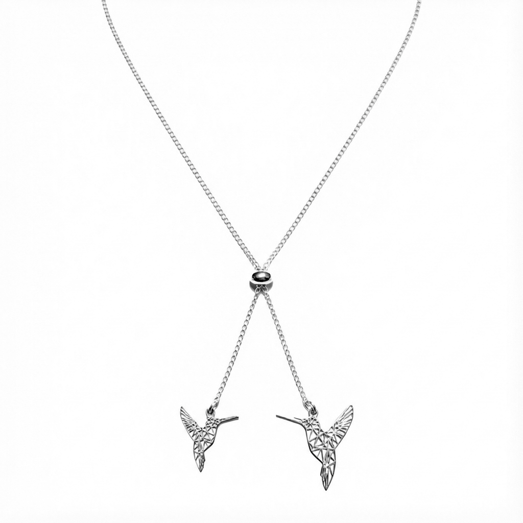 Collar Corbatero Colibri Calado con Cadena Cubana Plata .925