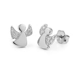 Broquel Angel con Circonias Plata .925 con Baño de Rodio