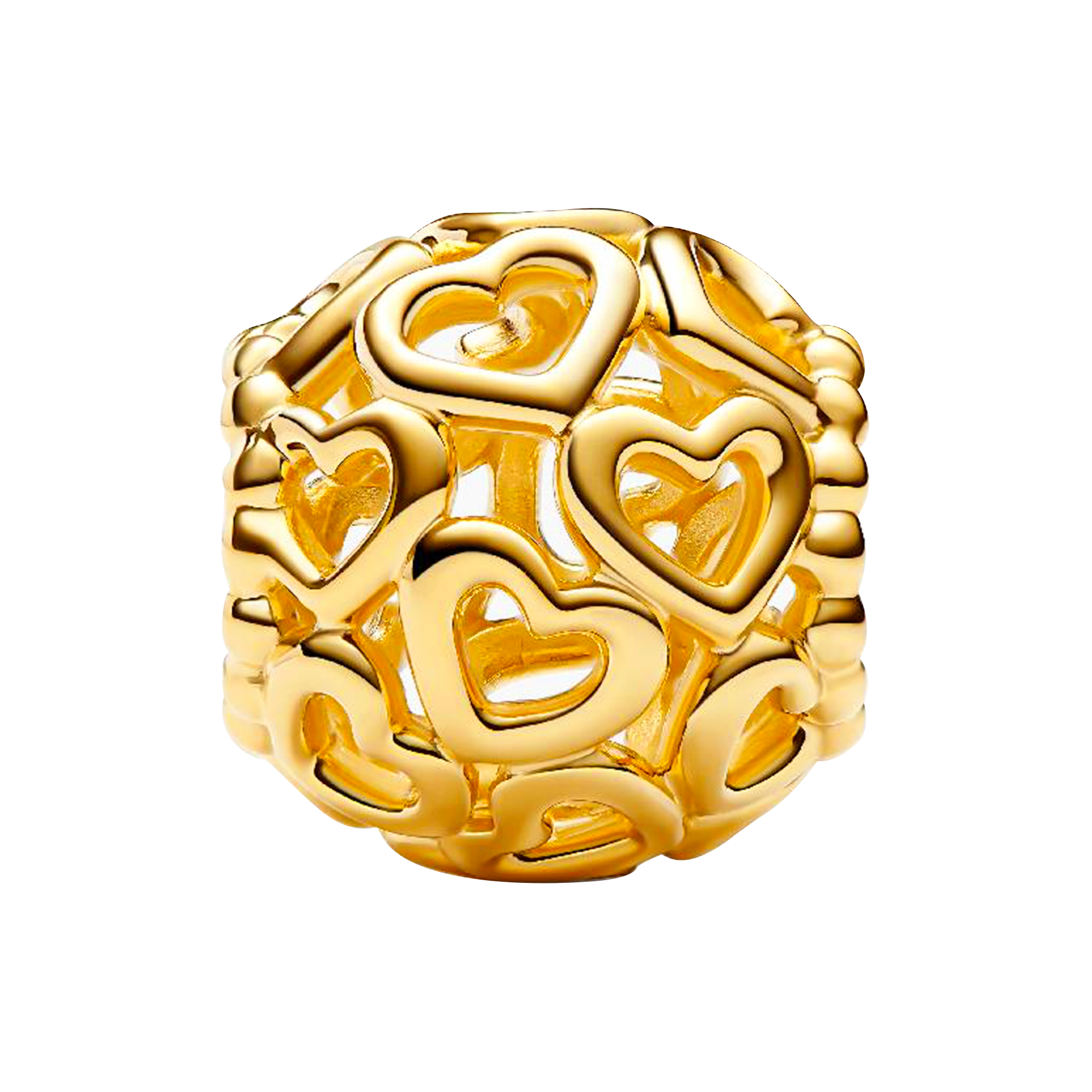 Charm Inspirado Pan 1:1 Esfera Siluetas de Corazónes Dorados Plata .925