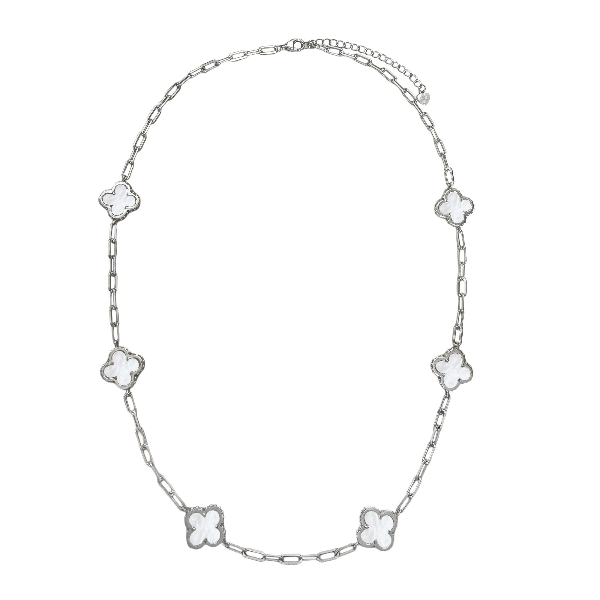 Collar Flores Inspirado Van C Piedras Naturales con Cadena Plaper Clip  Plata .925 con Rodio