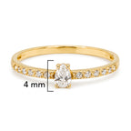 Anillo Circonia en Forma de Gota y Micro Circonias Oro 10K