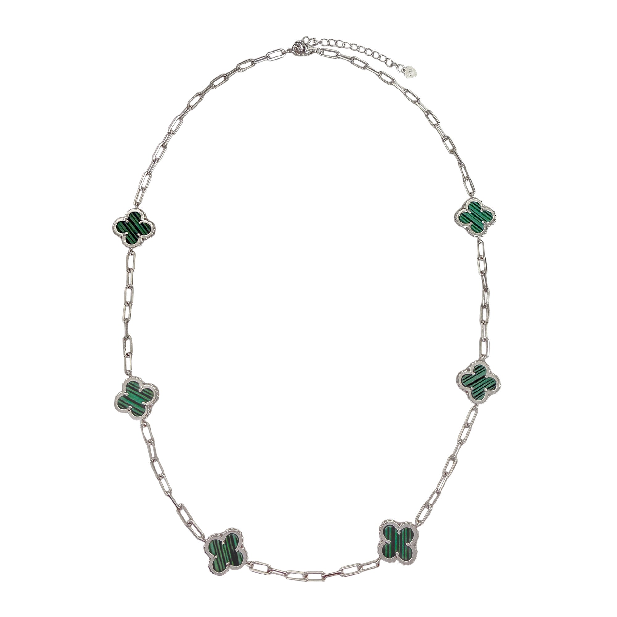 Collar Flores Inspirado Van C Piedras Naturales con Cadena Plaper Clip  Plata .925 con Rodio
