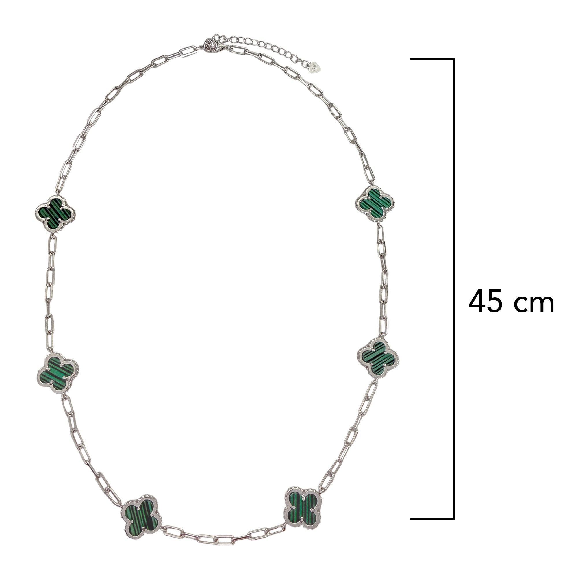 Collar Flores Inspirado Van C Piedras Naturales con Cadena Plaper Clip  Plata .925 con Baño de Rodio