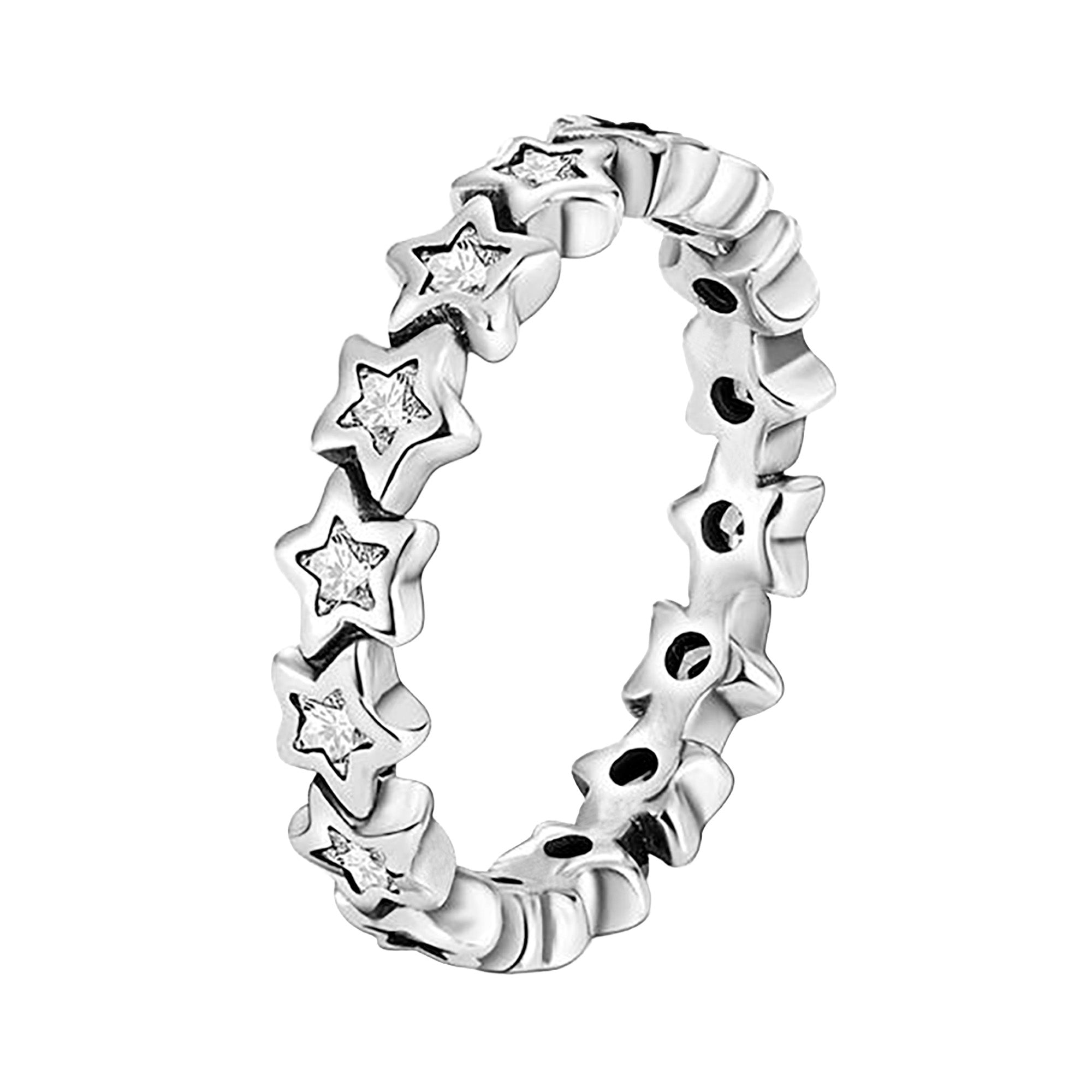 Anillo Inspirado Pan 1.1 Churumbela Estrellas con Circonias Plata .925