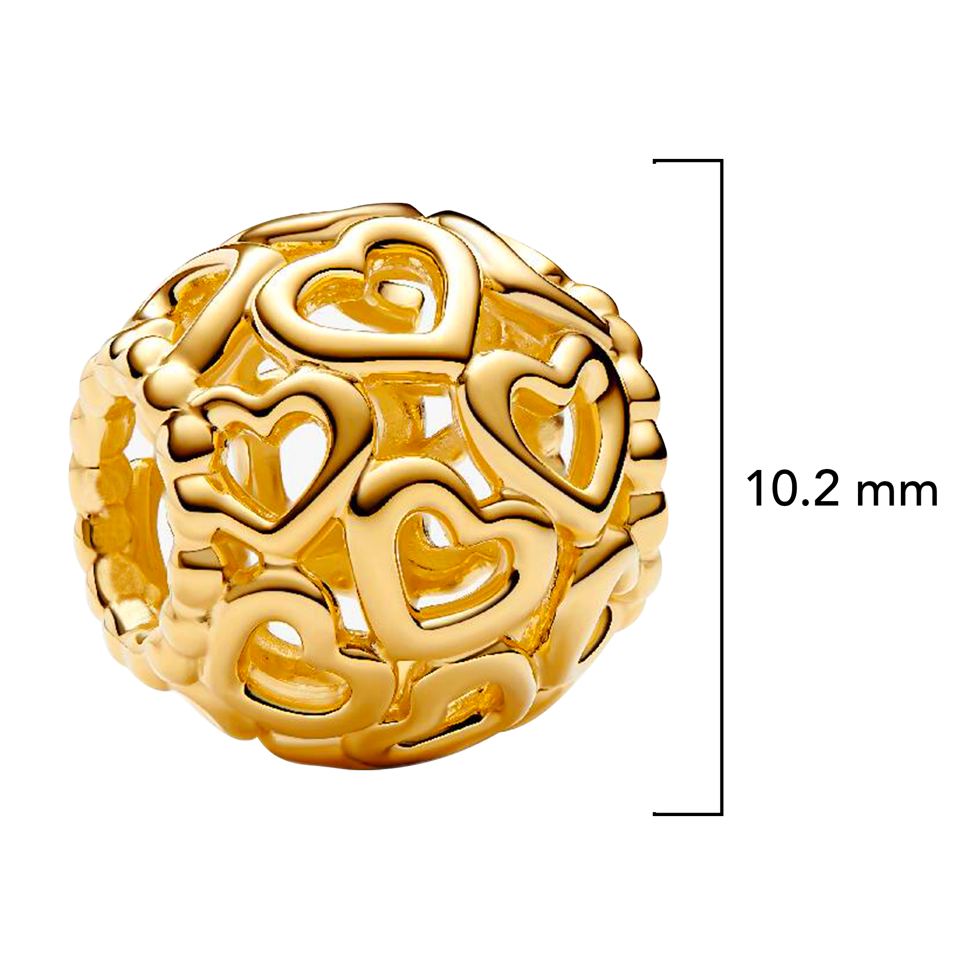 Charm Inspirado Pan 1:1 Esfera Siluetas de Corazónes Dorados Plata .925