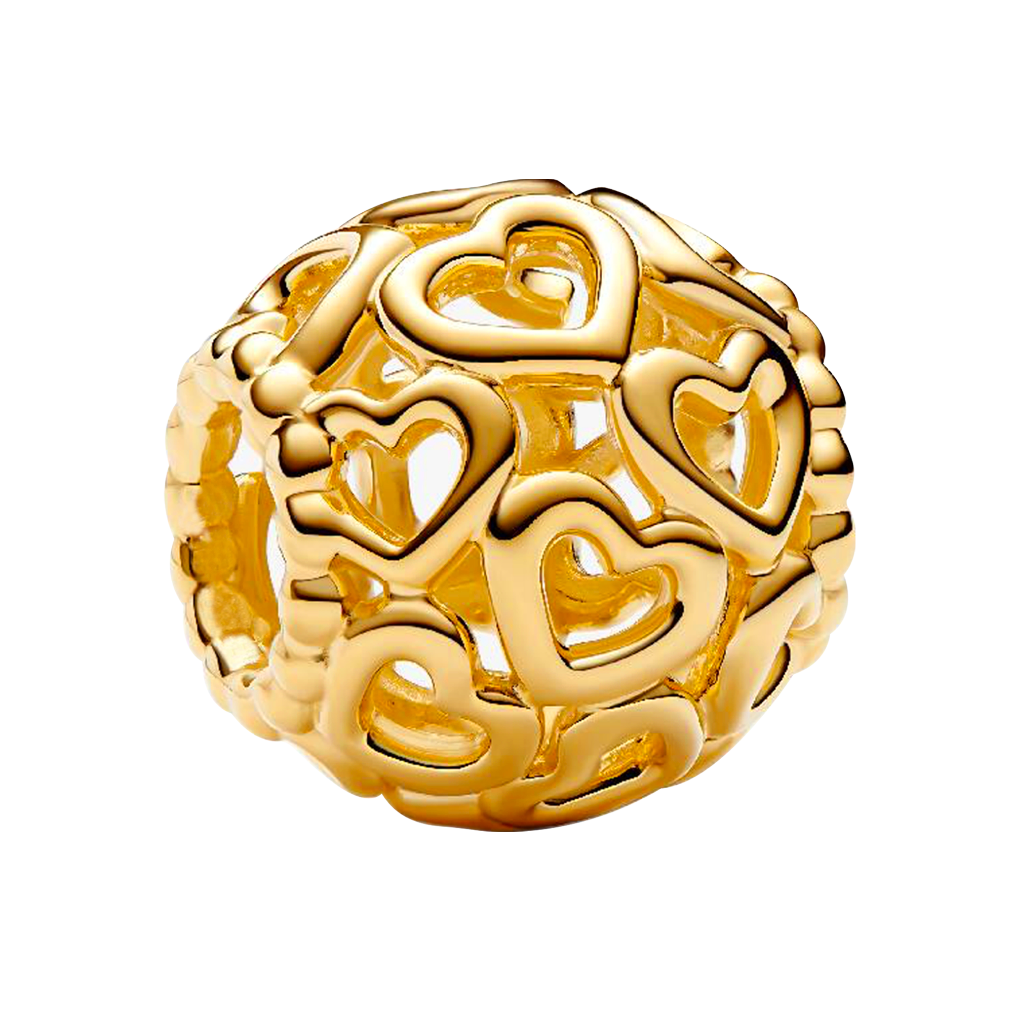 Charm Inspirado Pan 1:1 Esfera Siluetas de Corazónes Dorados Plata .925