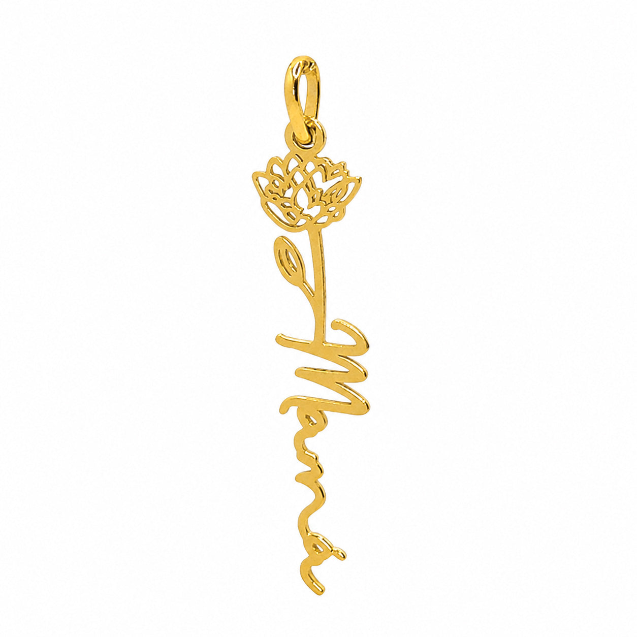 Dije Rosa Letra Mamá Oro 14K