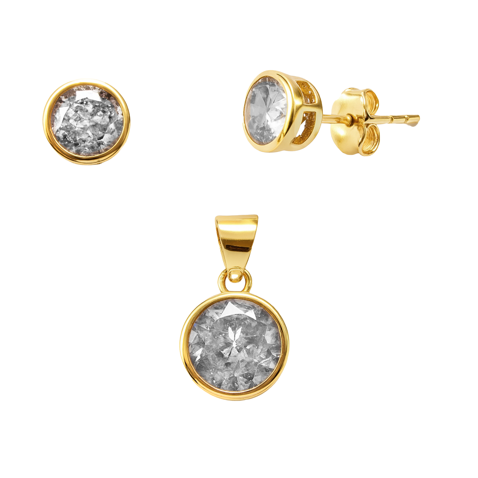 Juego Circonia Biselada Plata .925 con Baño de Oro