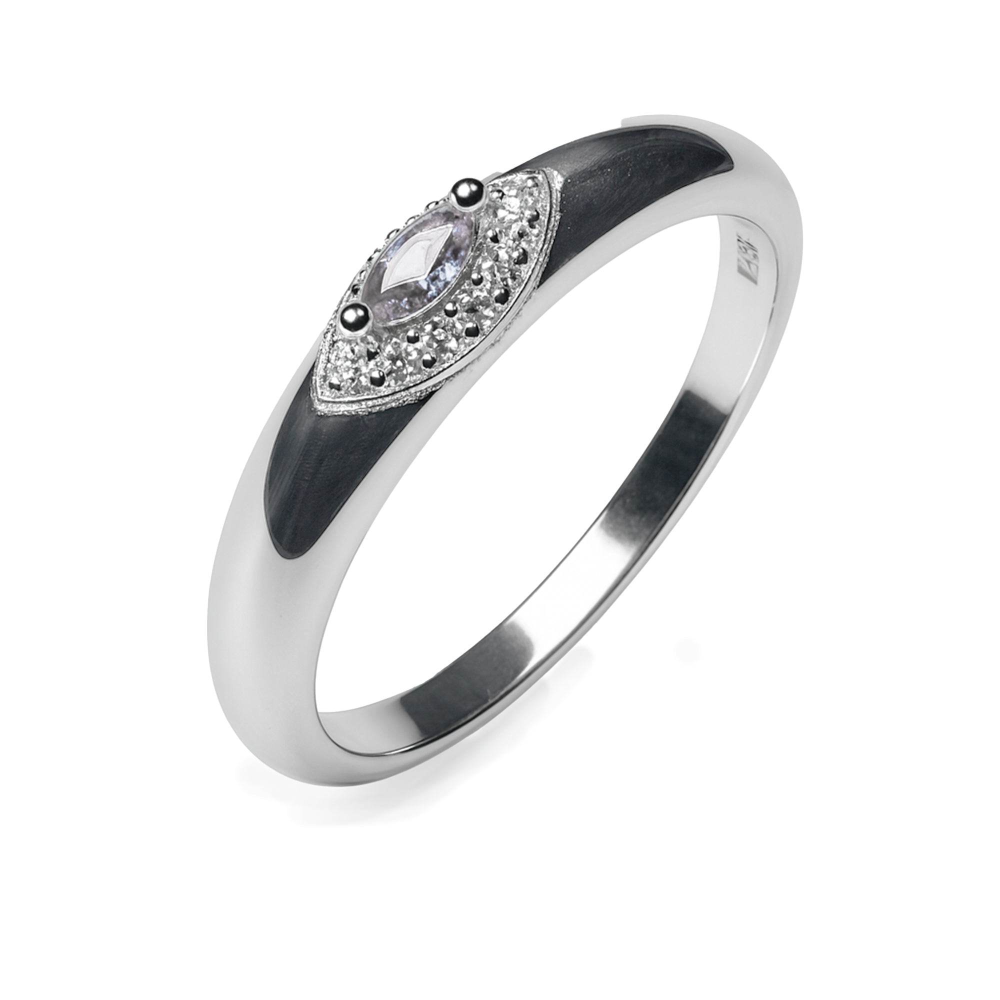 Anillo Circonia Semilla con Micro Circonias Plata .925 con Baño de Rodio