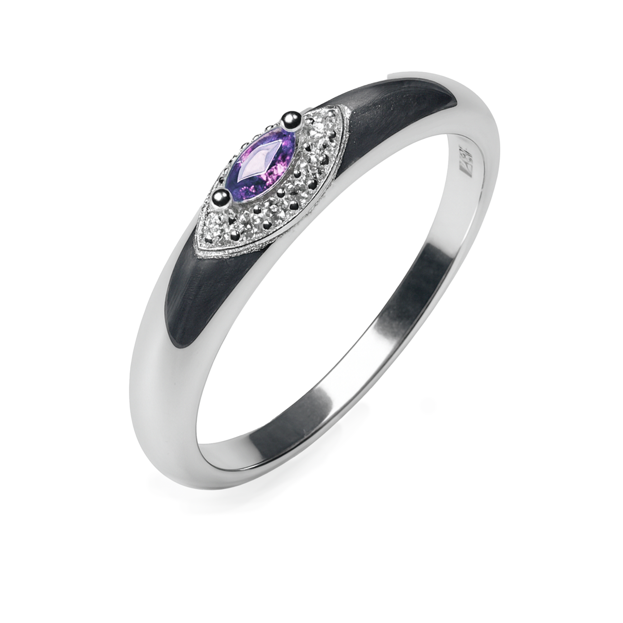Anillo Circonia Semilla con Micro Circonias Plata .925 con Baño de Rodio