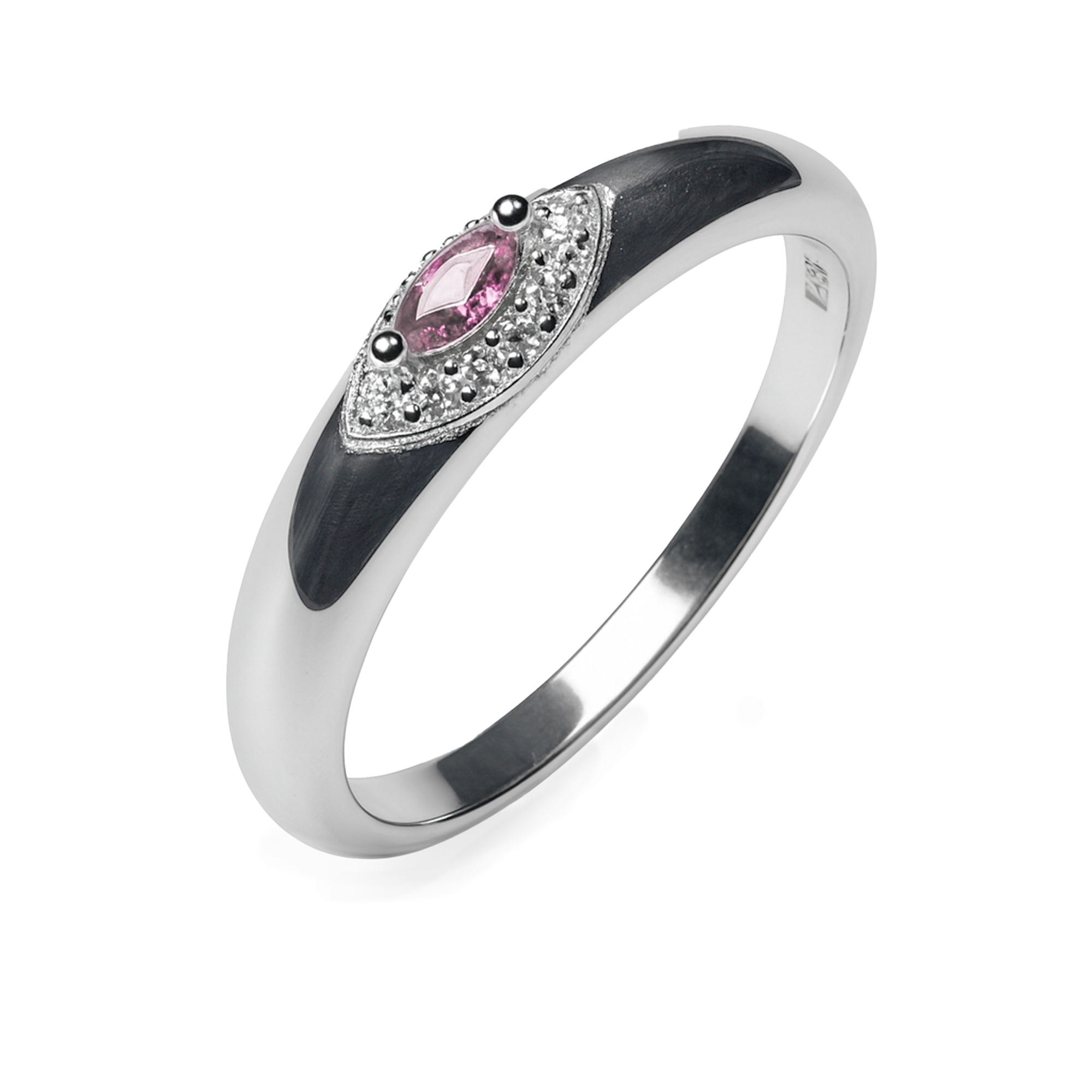 Anillo Circonia Semilla con Micro Circonias Plata .925 con Baño de Rodio