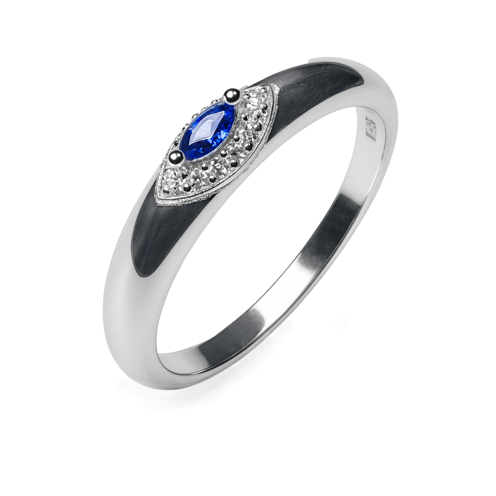 Anillo Circonia Semilla con Micro Circonias Plata .925 con Baño de Rodio