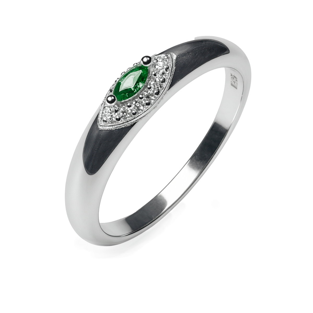 Anillo Circonia Semilla con Micro Circonias Plata .925 con Rodio