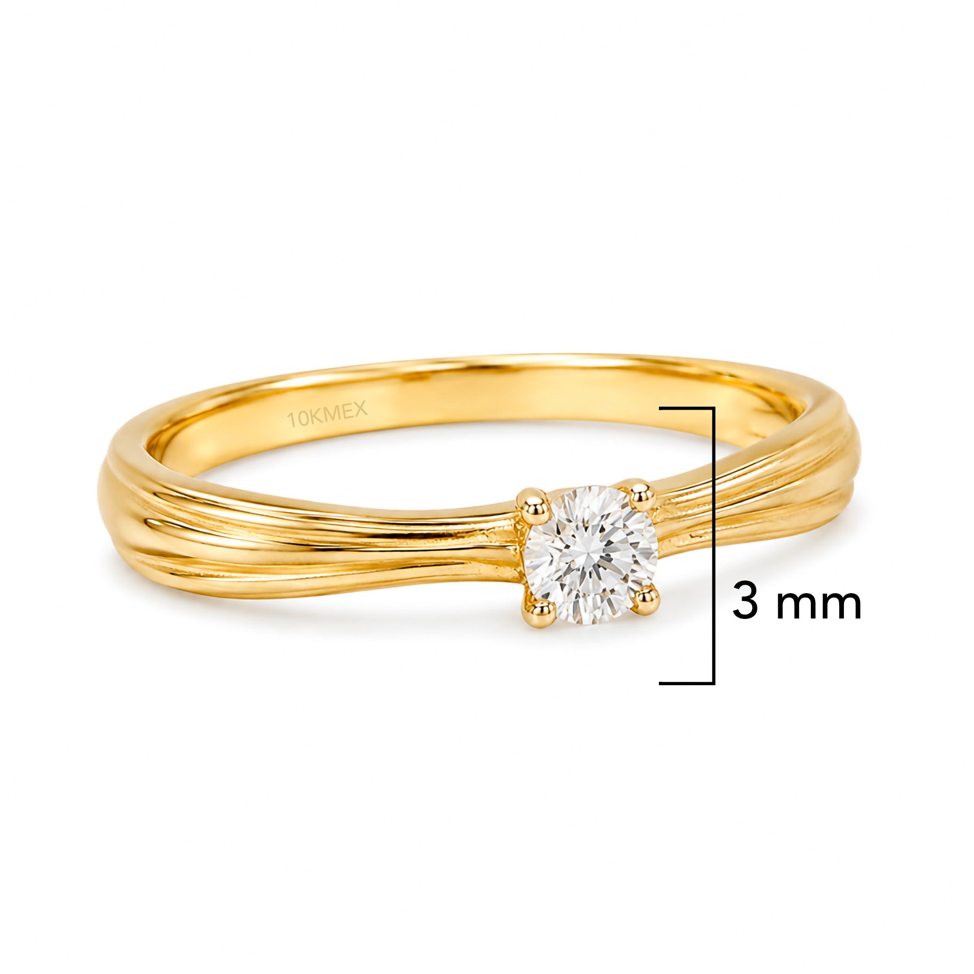 Anillo Solitario Circonia Oro 10K