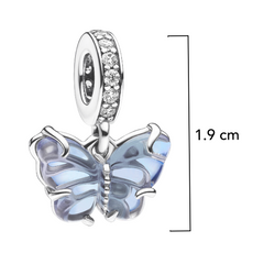 Charm Inspirado Pan 1:1 Mariposa con Micro Circonias Plata .925