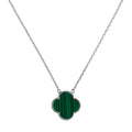 Collar Flor Inspirado Van C Piedras Naturales Plata .925 con Baño de Rodio