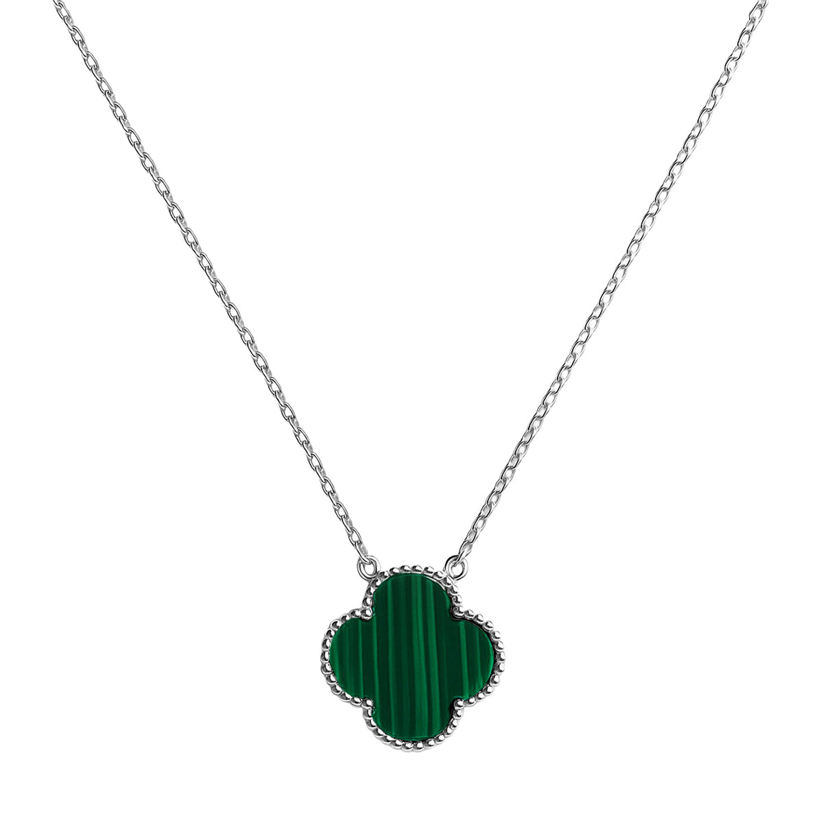 Collar Flor Inspirado Van C Piedras Naturales Plata .925 con Rodio