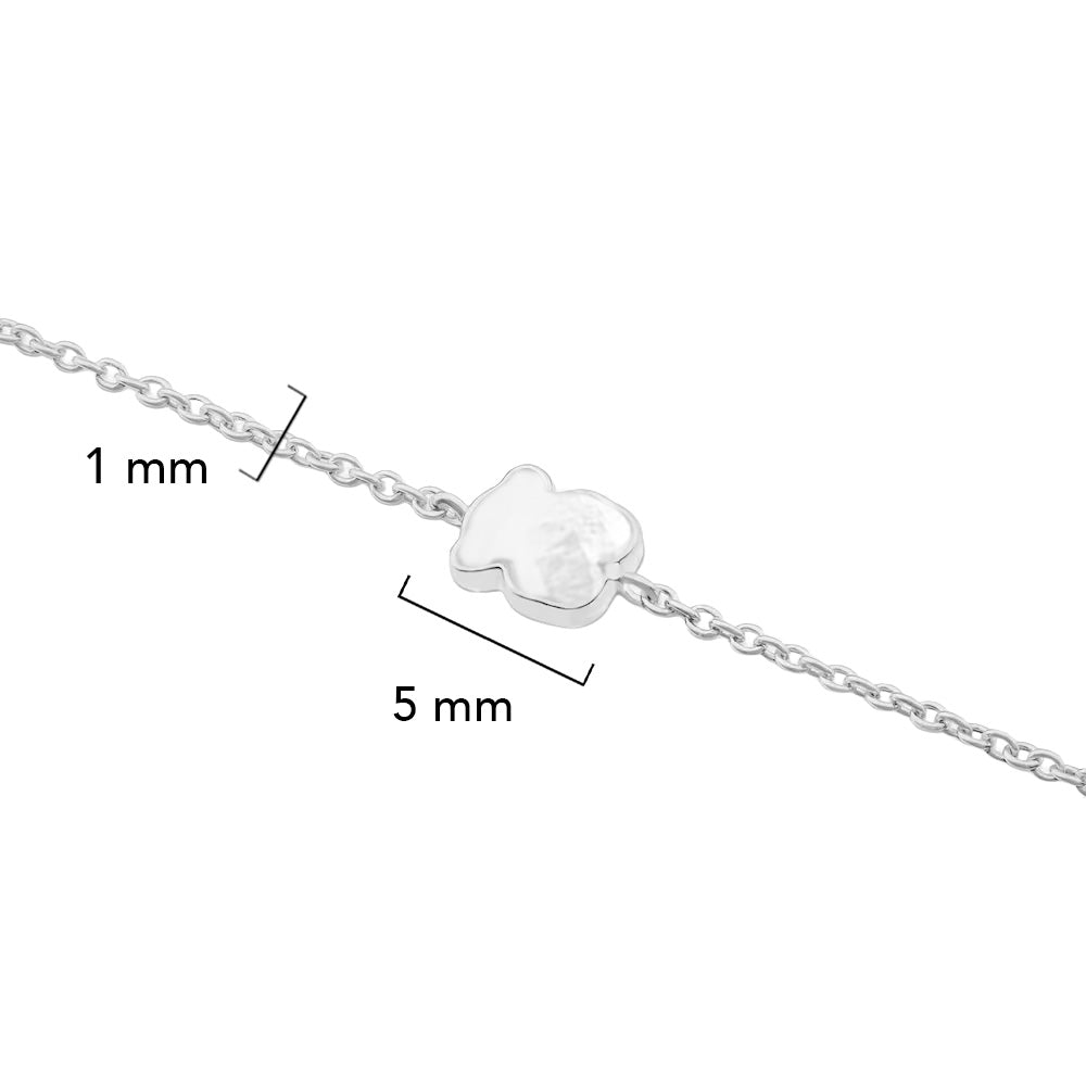 Pulsera Osos 1:1 Oso Chico Madre Perla Plata .925 con Baño de Rodio