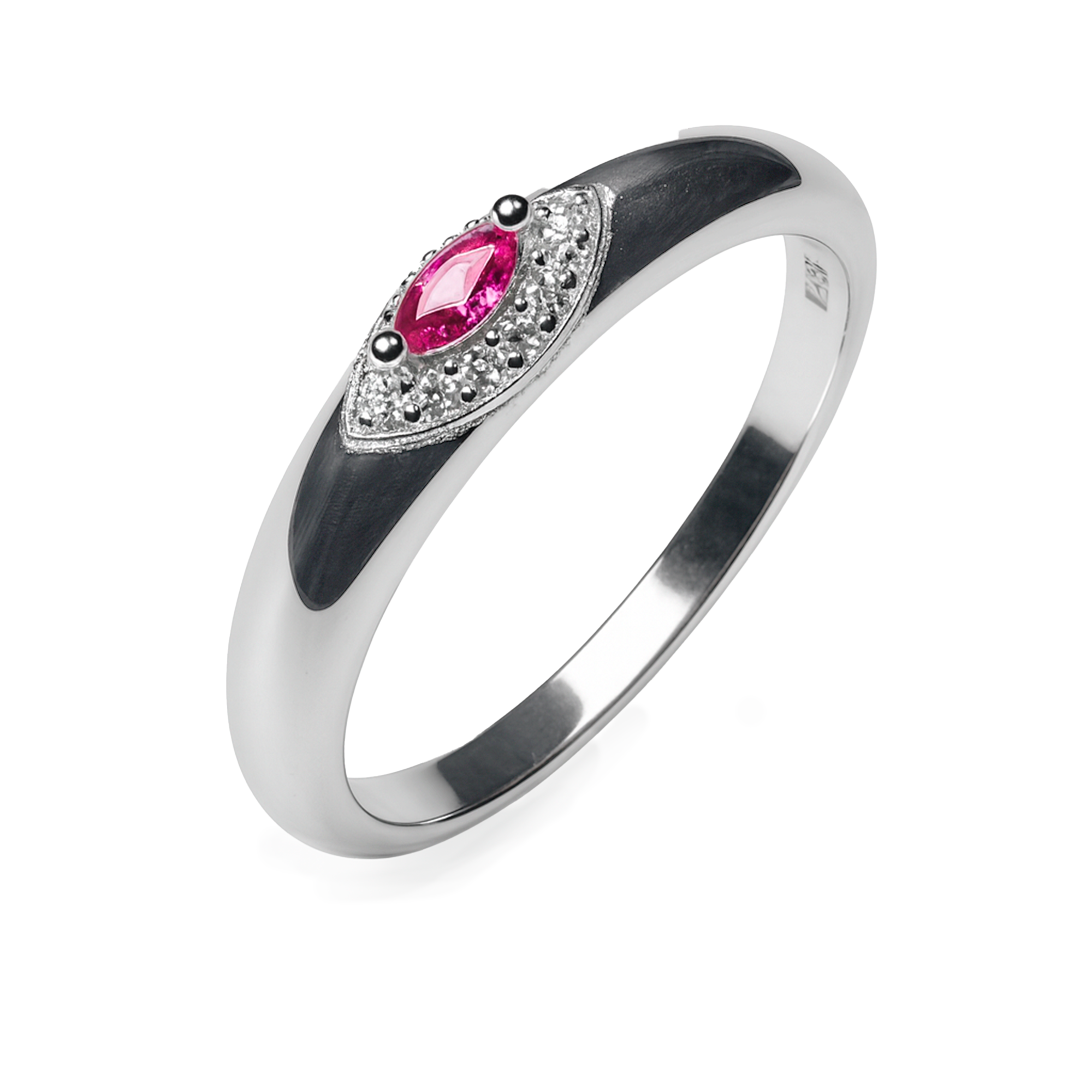 Anillo Circonia Semilla con Micro Circonias Plata .925 con Baño de Rodio