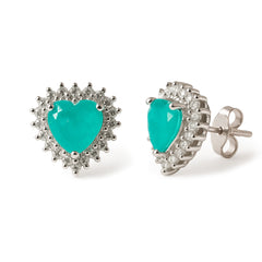 Broquel Corazón con Piedra Turmalina y Circonias Plata .925