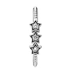 Anillo Inspirado Pan 1.1 3 Estrellas con Circonias Banda de Bolitas Plata .925