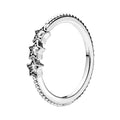 Anillo Inspirado Pan 1.1 3 Estrellas con Circonias Banda de Bolitas Plata .925