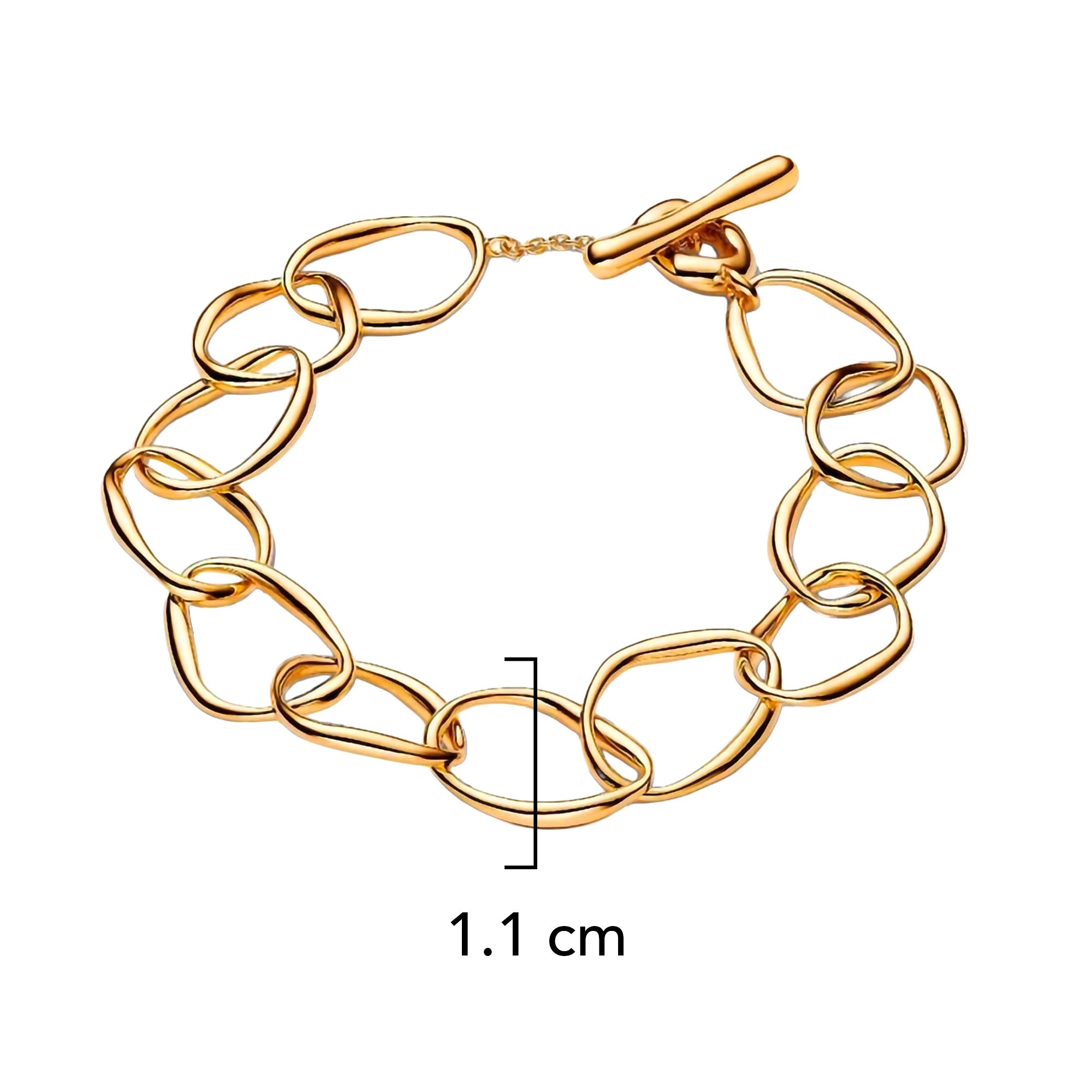 Pulsera Pan 1:1 Eslabones de Linea Plata .925 con Baño de Oro 18 k
