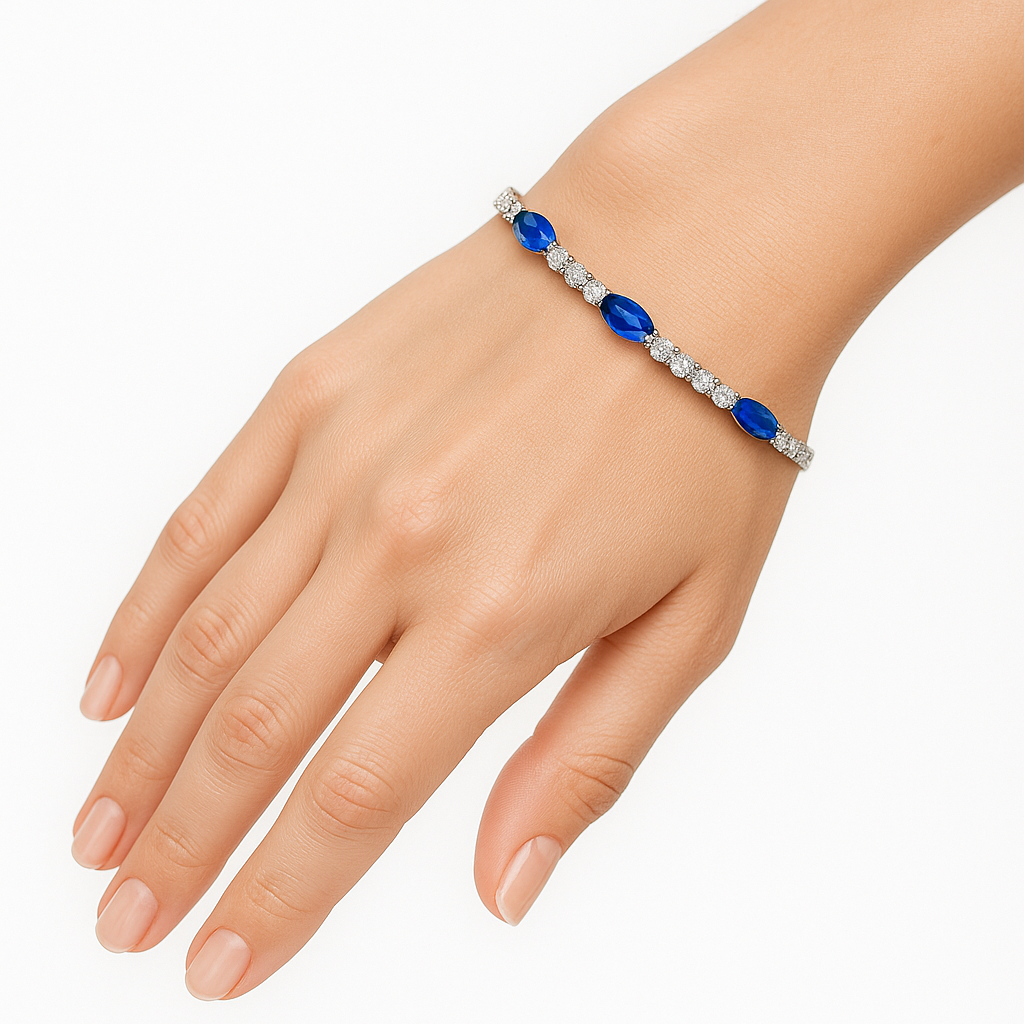 Pulsera Circonia Azul con Circonias Plata .925