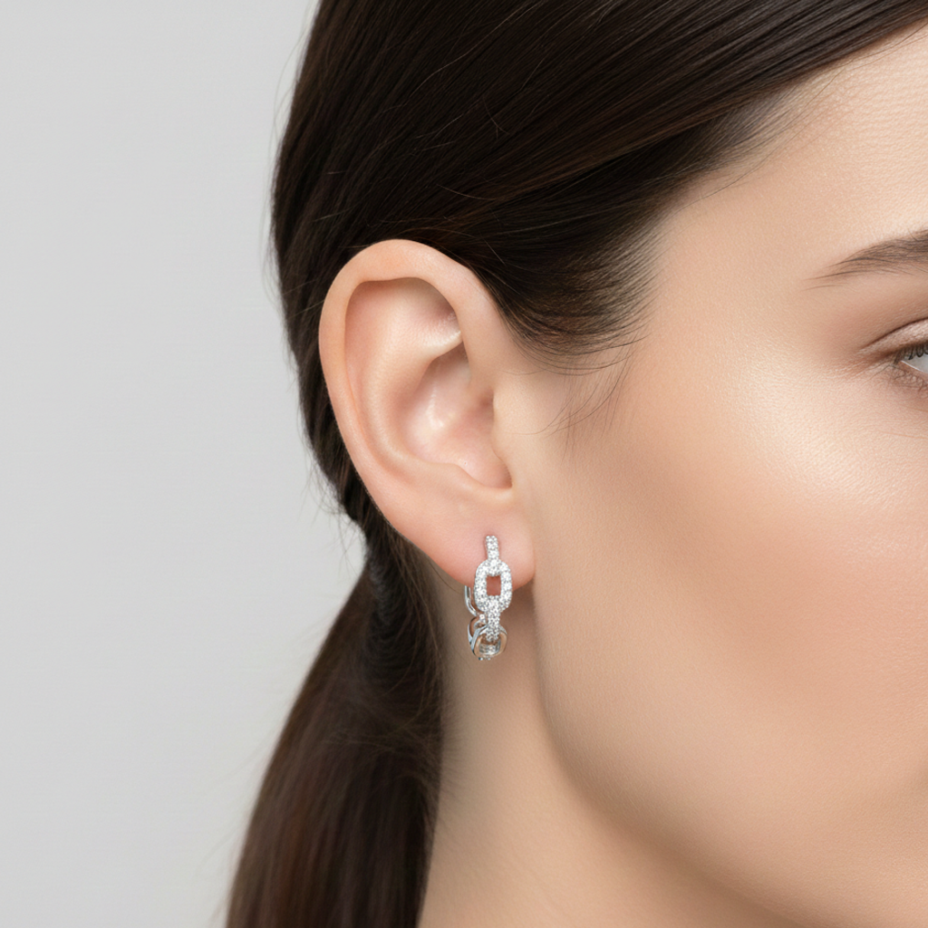 Huggies Eslabones con Circonias Plata .925