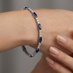 Pulsera Circonia Azul con Circonias Plata .925
