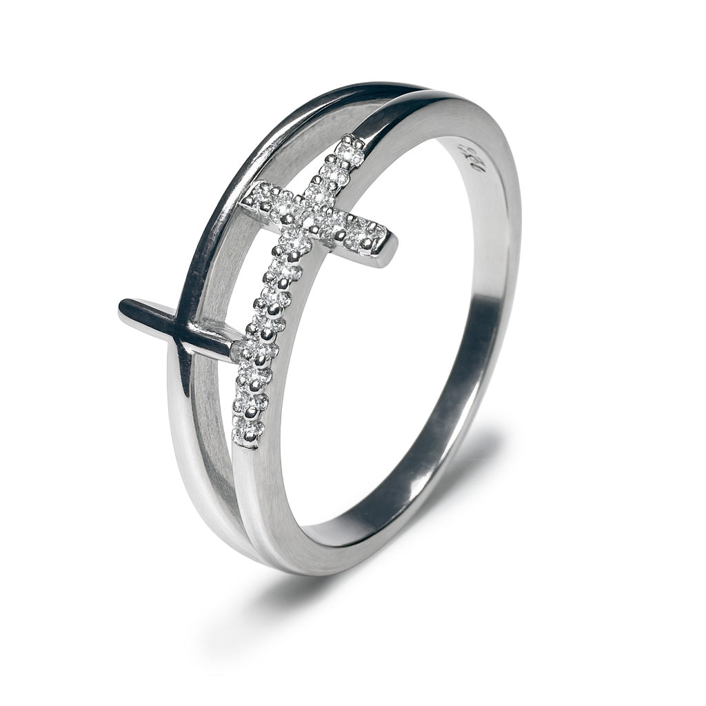 Anillo doble cruz Plata .925