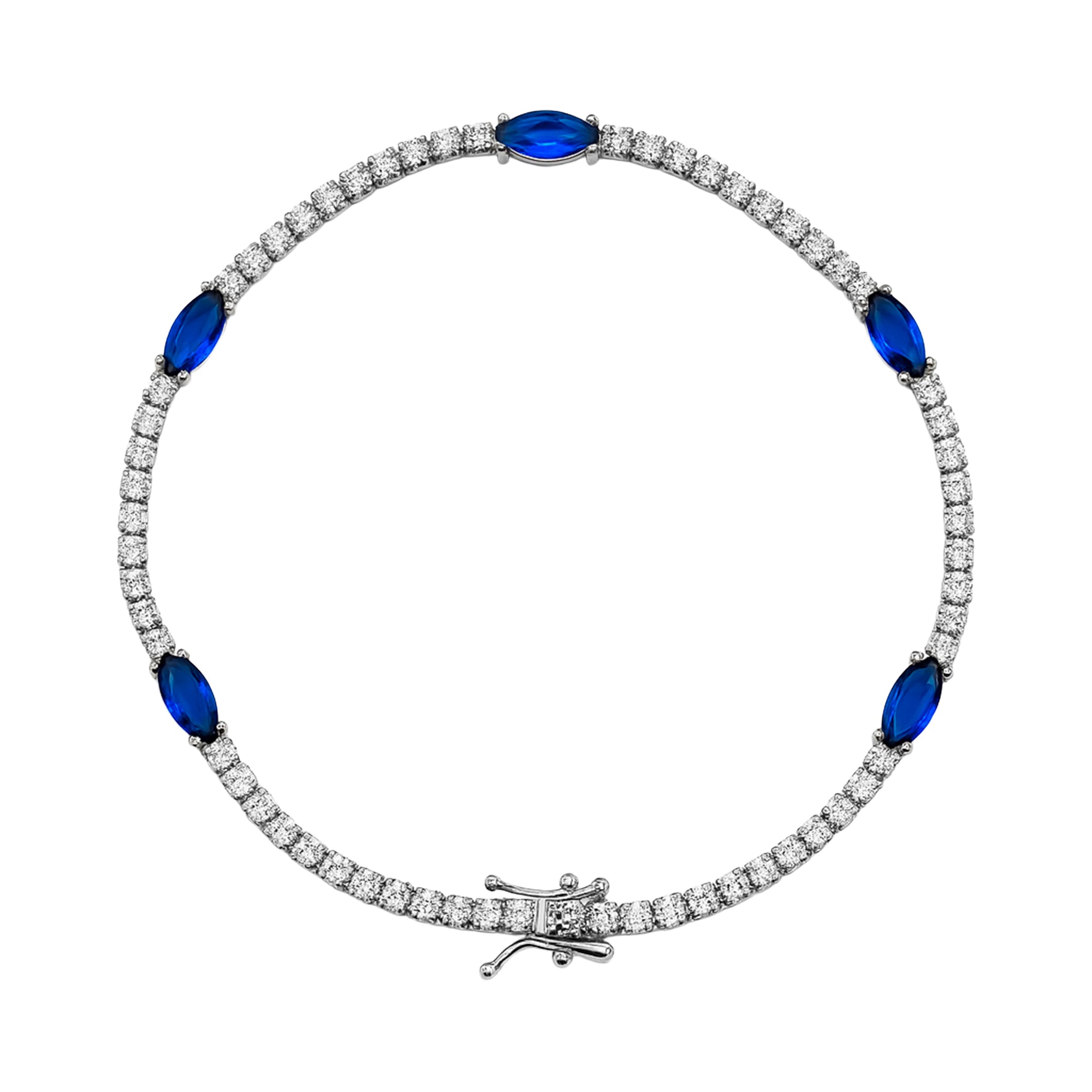 Pulsera Circonia Azul con Circonias Plata .925