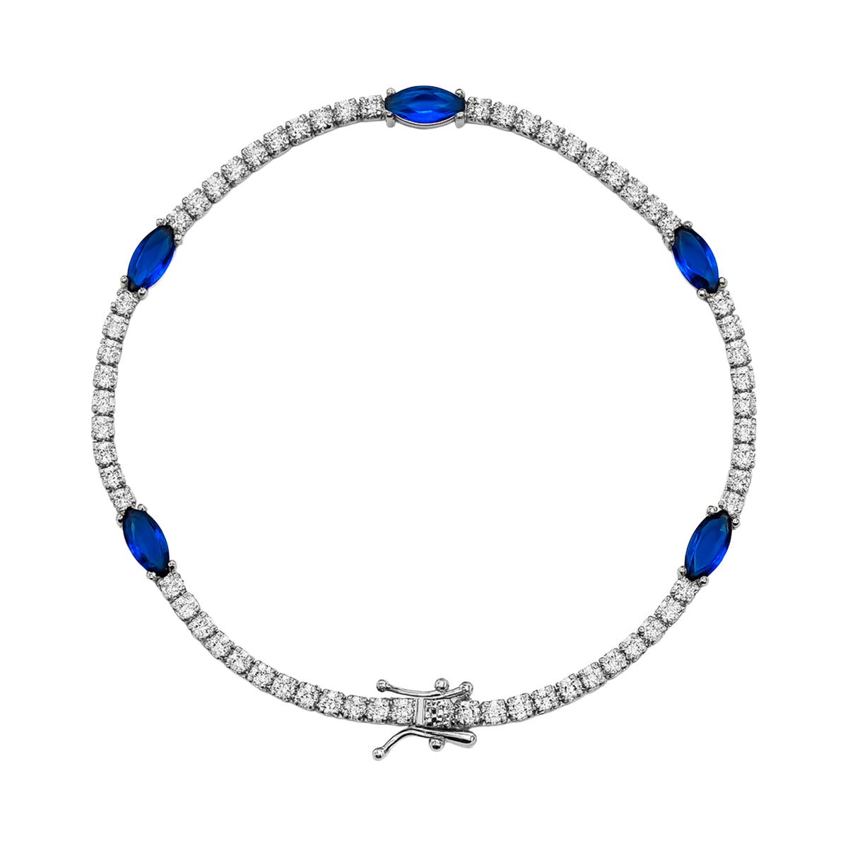 Pulsera Circonia Azul con Circonias Plata .925