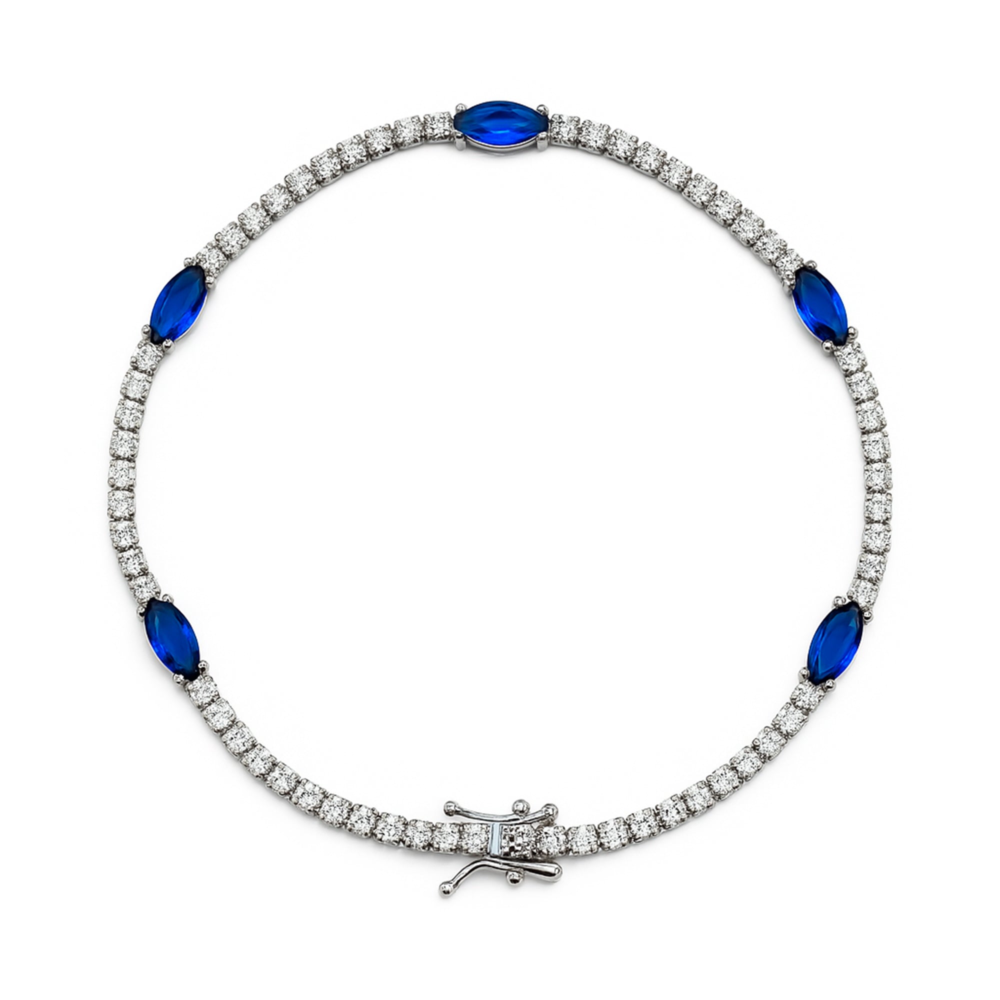Pulsera Circonia Azul con Circonias Plata .925