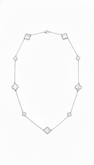 Collar Flores Inspirado Van C Largo Piedras Naturales Plata .925 con Rodio