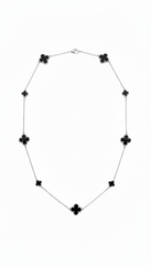 Collar Flores Inspirado Van C Largo Piedras Naturales Plata .925 con Rodio