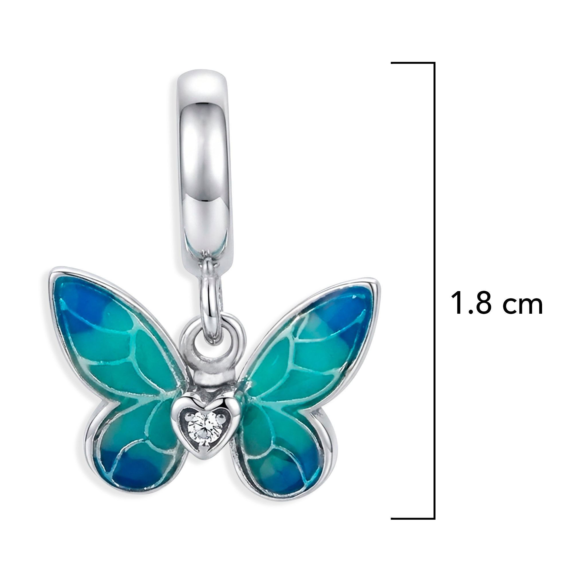Charm Inspirado Pan 1:1 Mariposa Esmaltada Plata .925