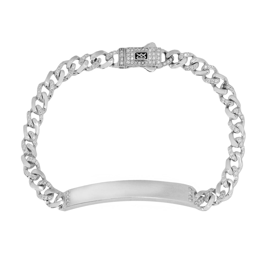 Esclava Inspirada Mónaco 5mm Cadena Cubana un Eslabón Liso y un Eslabón con Circonias Plata .925