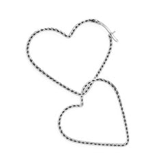 25Arracada de Tubo Corazon Diamantada 4.5 cm Plata .925