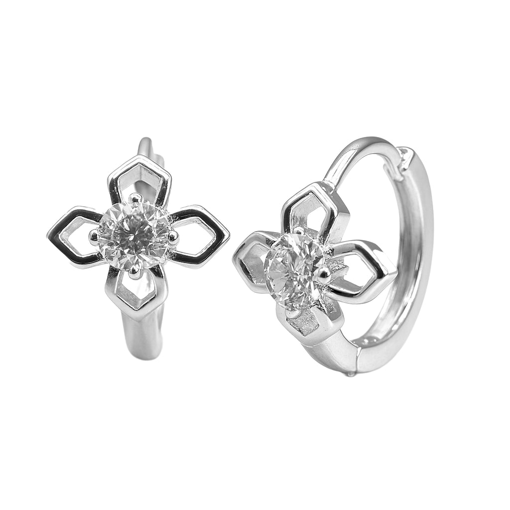 Huggies Flor con Circonia al Centro Plata .925